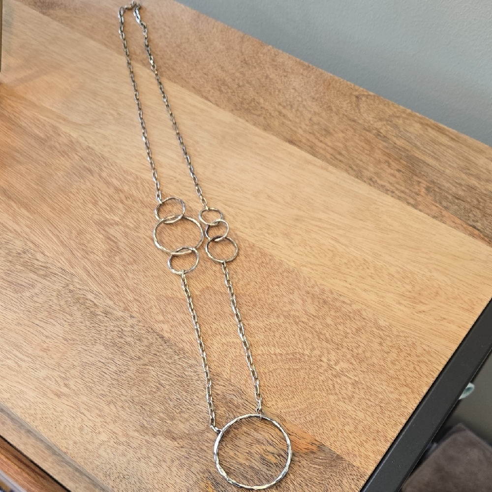 Vintage Goldtone Long Chain Necklace with Circular Accents